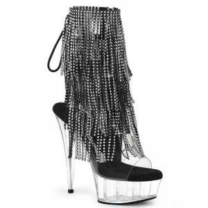 Black / Clear Pleaser Delight-1017RSF Women's Heels Boots | AUSTRALIA MVNBQ