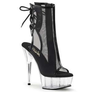 Black / Clear Pleaser Delight-1018MSH Women's Heels Boots | AU TUSGDQE