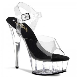 Black / Clear Pleaser Delight-608 Women's Platform Heels Sandals | AUSTRALIA UIHZL