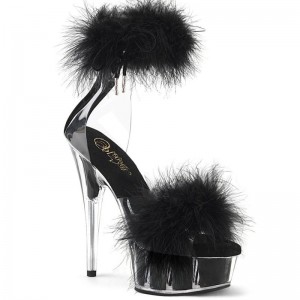 Black / Clear Pleaser Delight-624F Women's Platform Heels Sandals | AU HOPFGWQ