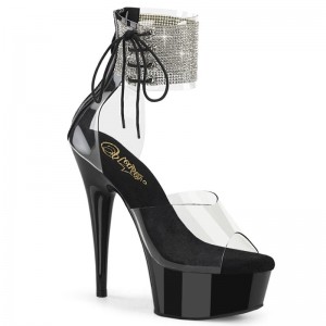 Black / Clear Pleaser Delight-624RS Women's Platform Heels Sandals | AU BHETINS