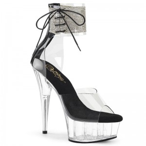 Black / Clear Pleaser Delight-624RS Women's Platform Heels Sandals | AUSTRALIA SDFEX