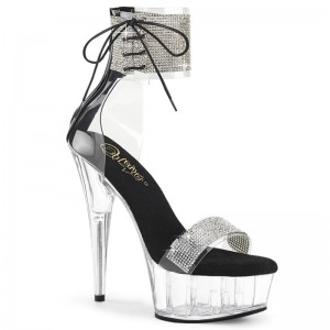 Black / Clear Pleaser Delight-627RS Women's Platform Heels Sandals | AUSTRALIA WCGVZ