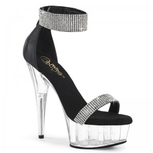 Black / Clear Pleaser Delight-641 Women's Platform Heels Sandals | AUSTRALIA XUNOC