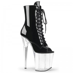 Black / Clear Pleaser Flamingo-1021 Women's Heels Boots | AUSTRALIA DQTIN