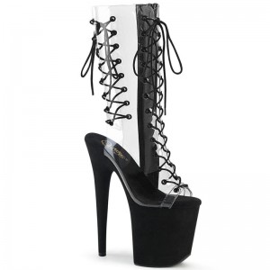 Black / Clear Pleaser Flamingo-800-60FS Women's Heels Boots | AU LQEADFK