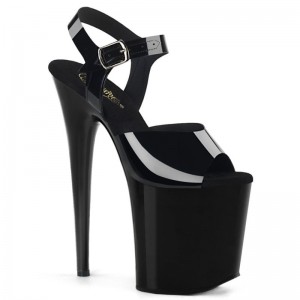 Black / Clear Pleaser Flamingo-808N Women's Platform Heels Sandals | AUSTRALIA QRJZV