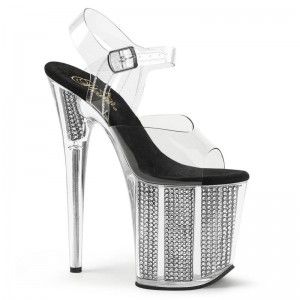 Black / Clear Pleaser Flamingo-808SRS Women's Platform Heels Sandals | AUSTRALIA VPHGS