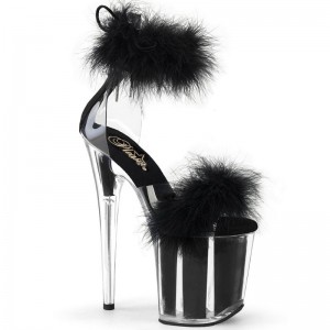 Black / Clear Pleaser Flamingo-824F Women's Platform Heels Sandals | AU UQDZCEX