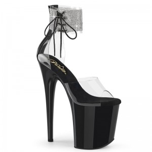 Black / Clear Pleaser Flamingo-824RS Women's Platform Heels Sandals | AU THIRUCB