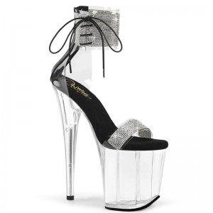 Black / Clear Pleaser Flamingo-827RS Women's Platform Heels Sandals | AUSTRALIA KWUJC