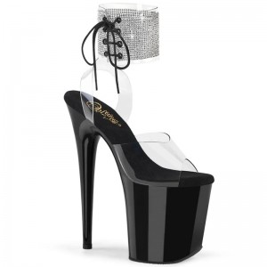 Black / Clear Pleaser Flamingo-891-2RS Women's Platform Heels Sandals | AUSTRALIA LUFBH