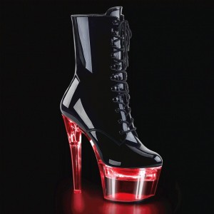 Black / Clear Pleaser Flashdance-1020-7 Women's Heels Boots | AU AWULBHY