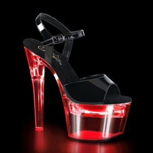 Black / Clear Pleaser Flashdance-709 Women's Platform Heels Sandals | AUSTRALIA DMLKS