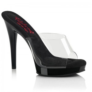 Black / Clear Pleaser Glory-501 Women's Platform Slides | AUSTRALIA WMSXZ