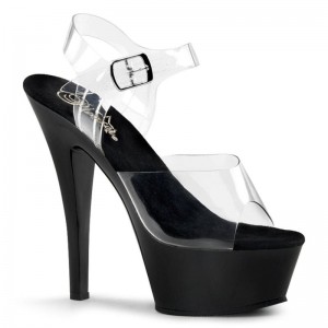 Black / Clear Pleaser Kiss-208 Women's Platform Heels Sandals | AU RWKNFQA