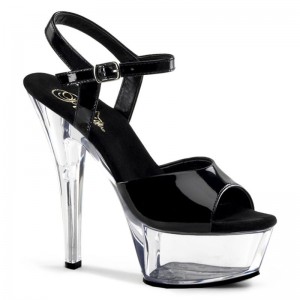 Black / Clear Pleaser Kiss-209 Women's Platform Heels Sandals | AU AEBOIQW