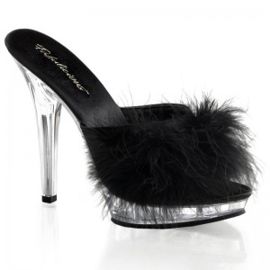 Black / Clear Pleaser Lip-101-8 Women's Platform Slides | AUSTRALIA ADCUK