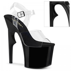 Black / Clear Pleaser Lovethorn-708 Women's Platform Heels Sandals | AU ZHIXFRK