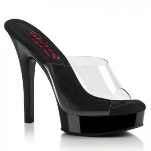 Black / Clear Pleaser Majesty-501 Women's Platform Slides | AU ZHLKOTM