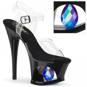 Black / Clear Pleaser Moon-708DIA Women's Platform Heels Sandals | AUSTRALIA HBYGC