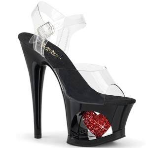 Black / Clear Pleaser Moon-708HRS Women's Platform Heels Sandals | AUSTRALIA FLAYI