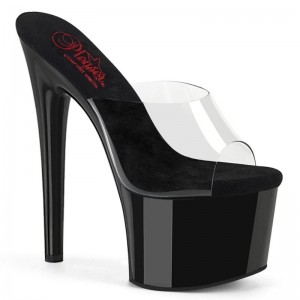 Black / Clear Pleaser Passion-701 Women's Platform Slides | AU ZMCHXFD