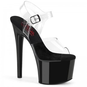 Black / Clear Pleaser Passion-708 Women's Platform Heels Sandals | AU DMLXNSJ