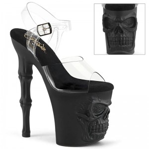 Black / Clear Pleaser Rapture-808 Women's Platform Heels Sandals | AUSTRALIA TDQJU