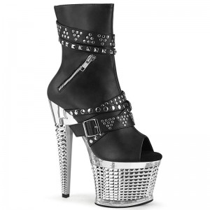 Black / Clear Pleaser Spectator-1015 Vegan Leather Women's Heels Boots | AU MFGNYOT