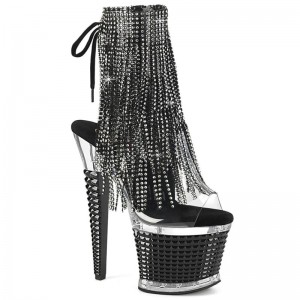 Black / Clear Pleaser Spectator-1017RSF Women's Heels Boots | AU EIKWFJL