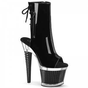 Black / Clear Pleaser Spectator-1018 Women's Heels Boots | AUSTRALIA IZTYU