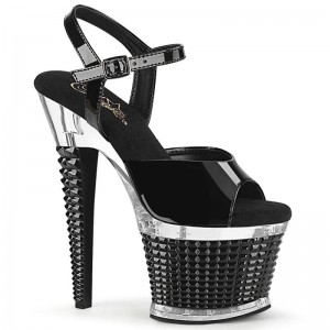 Black / Clear Pleaser Spectator-709 Women's Platform Heels Sandals | AUSTRALIA IYZAR