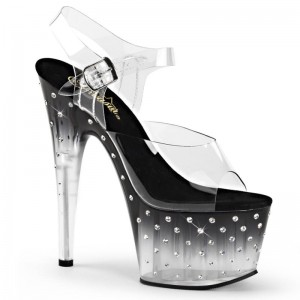 Black / Clear Pleaser Stardust-708T Women's Platform Heels Sandals | AUSTRALIA BEPKC