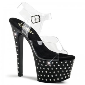 Black / Clear Pleaser Stardust-708 Women's Platform Heels Sandals | AU VTQMPKO