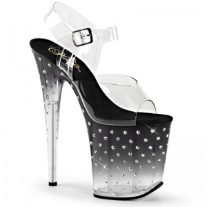 Black / Clear Pleaser Stardust-808T Women's Platform Heels Sandals | AU HPTGUBD