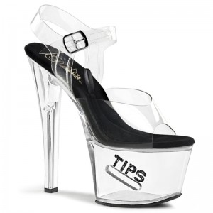 Black / Clear Pleaser Tipjar-708-5 Women's Platform Heels Sandals | AUSTRALIA HGOYK