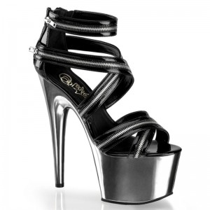 Black / Grey Pleaser Adore-767 Women's Platform Heels Sandals | AUSTRALIA KLDCO