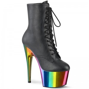 Black / Multicolor Pleaser Adore-1020RC Vegan Leather Women's Heels Boots | AUSTRALIA HGKUB