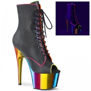 Black / Multicolor Pleaser Adore-1021RC-02 Vegan Leather Women's Heels Boots | AUSTRALIA NSZFO