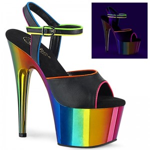 Black / Multicolor Pleaser Adore-709RC-02 Vegan Leather Women's Platform Heels Sandals | AU XHICNPY