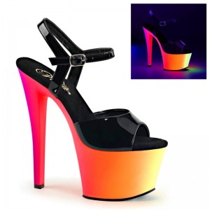 Black / Multicolor Pleaser Rainbow-309UV Women's Platform Heels Sandals | AU DHTMWXC