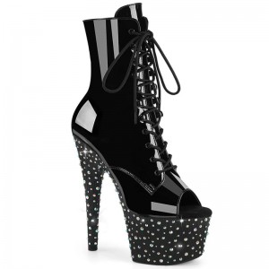 Black / Multicolor Pleaser Stardance-1021 Rhinestones Women's Heels Boots | AU DLIOXKQ