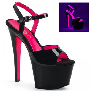 Black / Pink Pleaser Sky-309TT Women's Platform Heels Sandals | AU ZYGQXTE