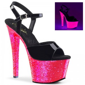 Black / Pink Pleaser Sky-309UVLG Women's Platform Heels Sandals | AU VTGNSHR