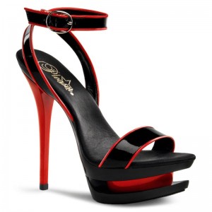 Black / Red Pleaser Blondie-631-2 Women's Platform Heels Sandals | AU DMAZUCI