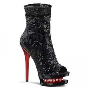 Black / Red Pleaser Blondie-R-1008 Women's Heels Boots | AU EOGNZTS