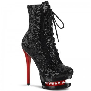 Black / Red Pleaser Blondie-R-1020 Women's Heels Boots | AU CPQLRVT