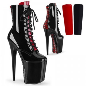 Black / Red Pleaser Flamingo-1020FH Women's Heels Boots | AU TOEAGVI