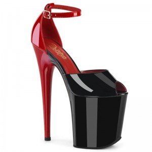 Black / Red Pleaser Flamingo-868 Women's Platform Heels Sandals | AU FGXMWAK